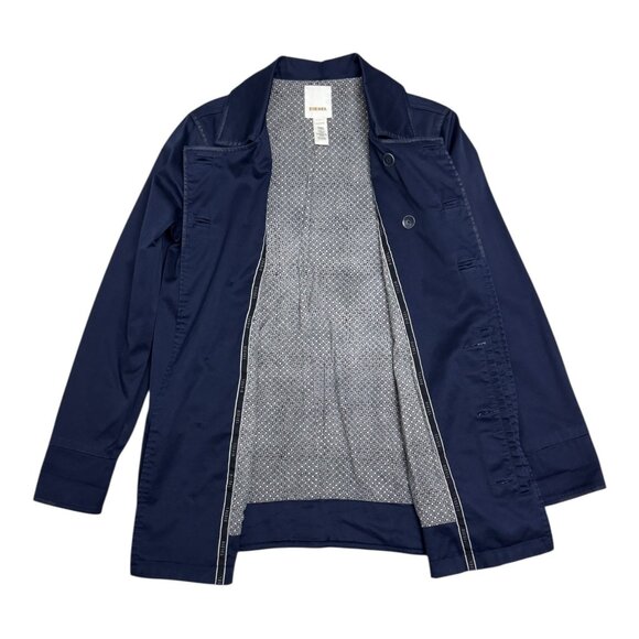DIESEL Luxury Designer Navy Blue Cotton Light Trench Jacket Womens Large - Picture 3 of 10